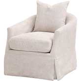 Faye Slipcover Swivel Club Chair in LiveSmart Halifax Ivory Fabric 6650.LHIVO
